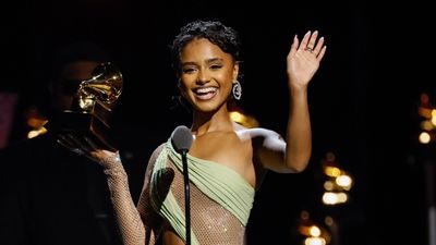 Tyla accepts the award for African Music Performance at the 66th Grammy Awards Premiere Ceremony held at the Peacock Theater in Los Angeles, CA, Sunday, Feb. 4, 2024.