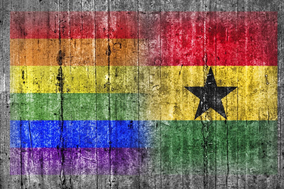 LGBT and Ghana flag on concrete wall