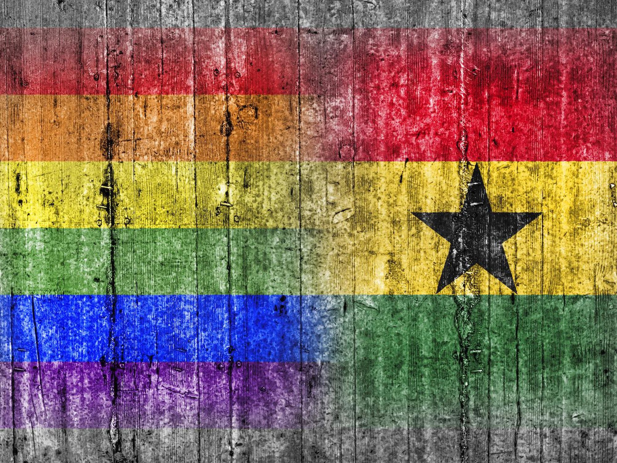 LGBT and Ghana flag on concrete wall