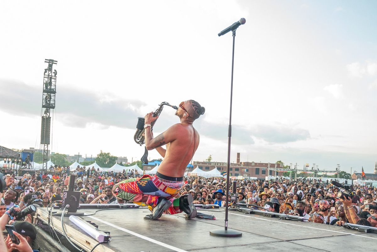 Masego performs onstage during Day 2 of the Afro Nation Detroit Festival on August 20, 2023 in Detroit, Michigan.