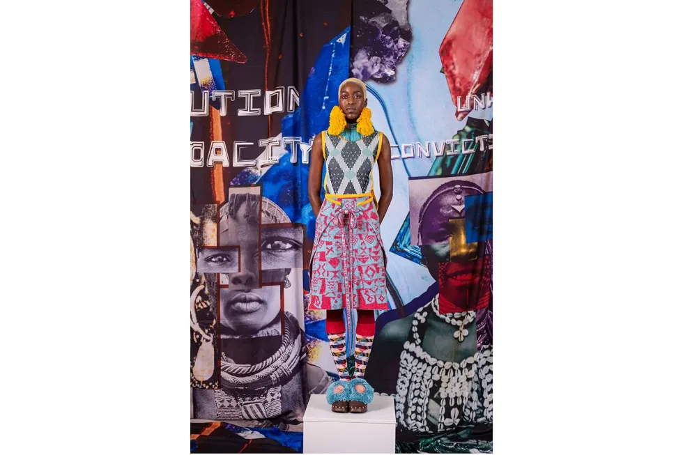 Models debuting pieces of the new MaXhosa Africa collection, \u201cMy Conviction,\u201d at the 2024 Paris Fashion Week.