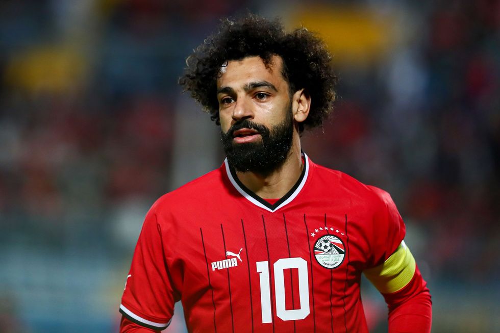 Mohamed Salah Reacts during the Africa Cup of Nations Qualifiers football match between Egypt and Malawi at the 30 June Stadium on March 24, 2023 in Cairo, Egypt.