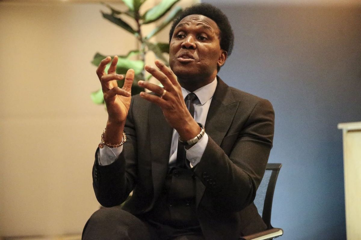 Mozambique's main opposition leader Venancio Mondlane gestures as he sits for an interview with AFP in Maputo on January 22, 2025. (Photo by Amilton Neves / AFP via Getty Images