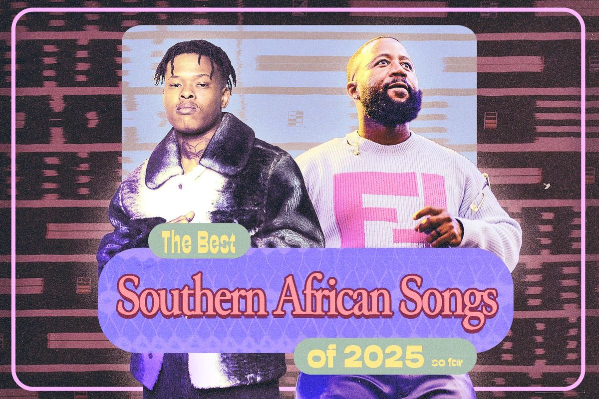 Nasty C and Cassper Nyovest on a graphic with the words The Best Southern African Songs of 2025 So Far.