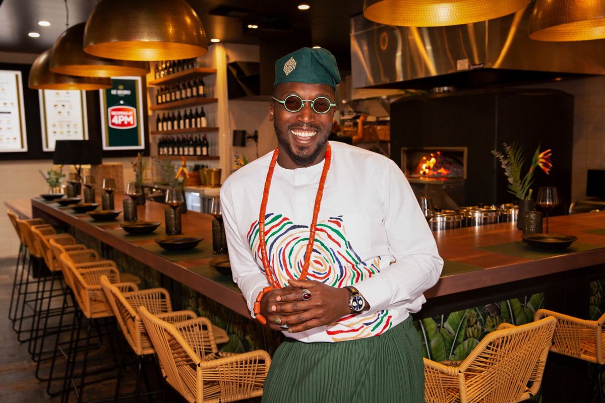 Nigerian “Billionaire Chef” Tolu Eros in his Culver City food hall Ilé Bistro LA.