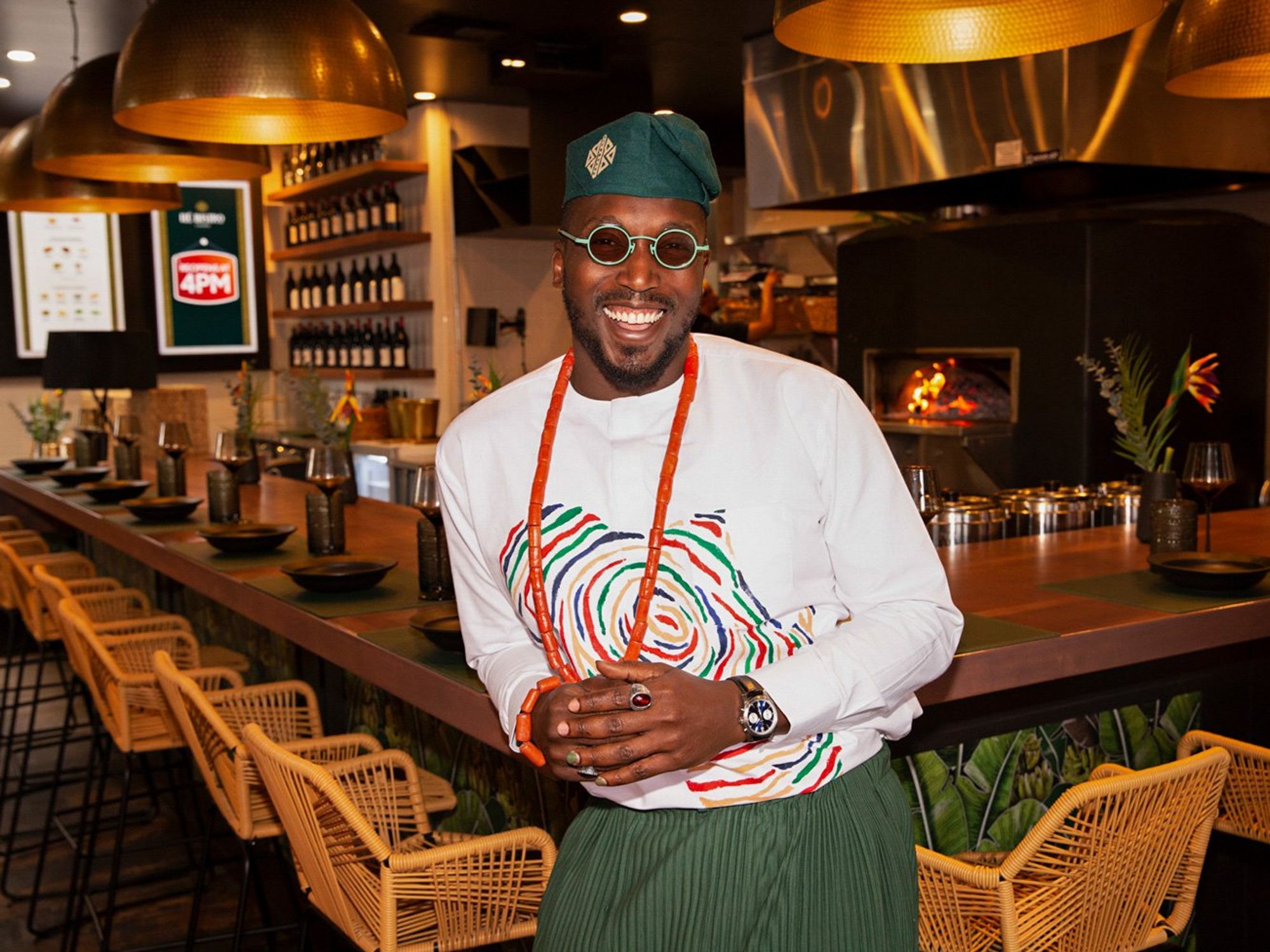 Nigerian “Billionaire Chef” Tolu Eros in his Culver City food hall Ilé Bistro LA.