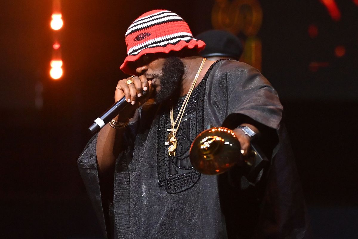 Nigerian rap artist ODUMODUBLVCK accepts Best Rap Single award for "Declan Rice" single during The 16th Headies Awards at Cobb Energy Performing Arts Centre on September 03, 2023 in Atlanta, Georgia.