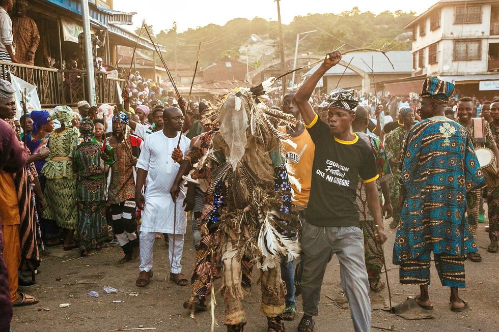 Nigerian's celebrate Egungun Festival.