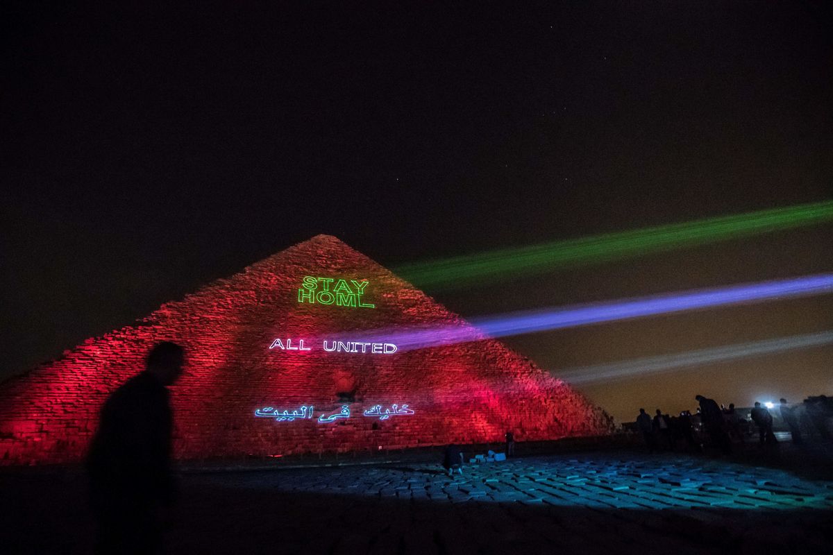 Egypt Lights Up the Great Pyramid of Giza With 'Stay Home, Stay Safe' Message