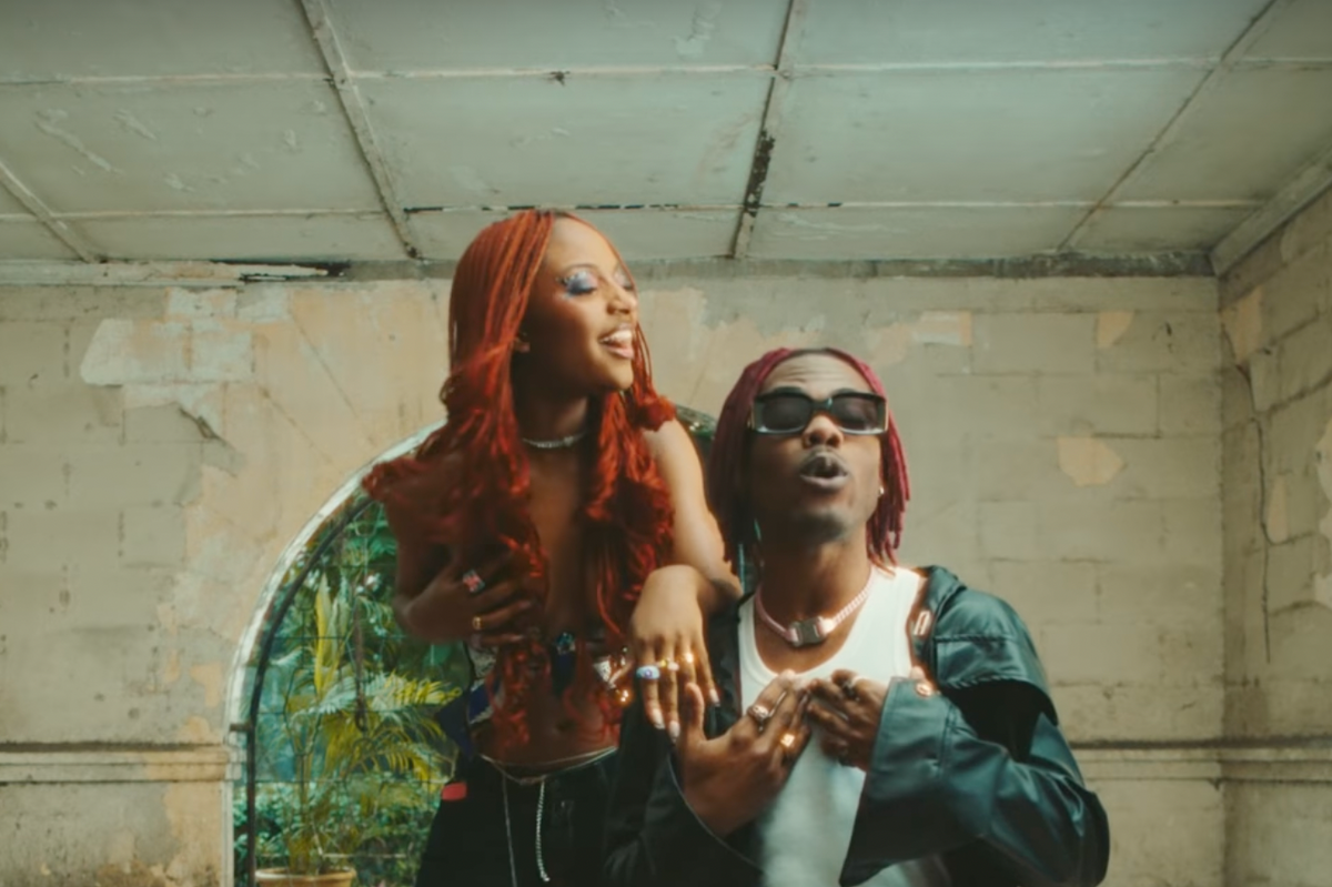 Pictured: Ayra Starr and CKay perform in her music video for track 'Beggie Beggie' 