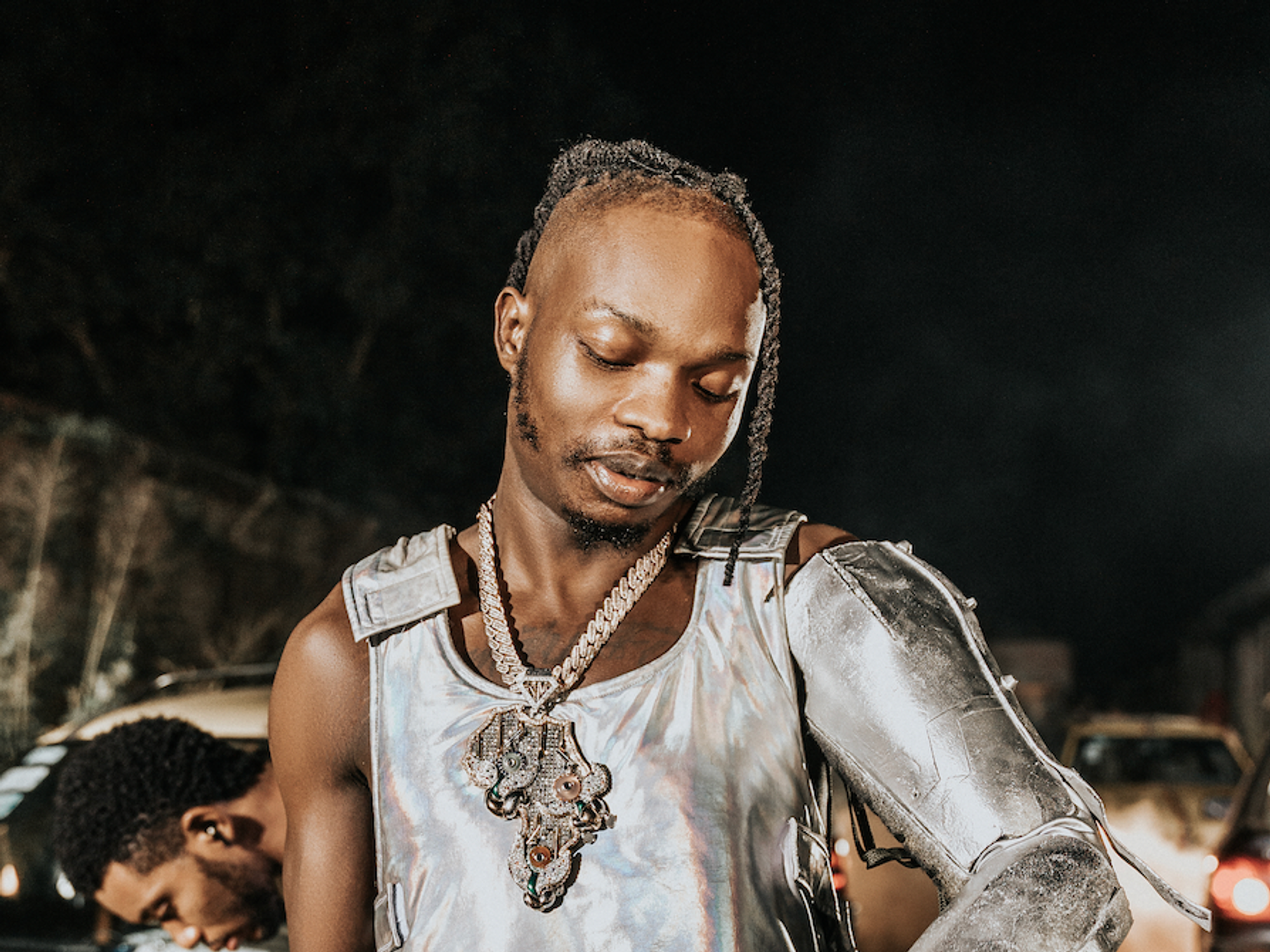 Pictured: Nigerian rapper Naira Marley in a BTS shot from his latest music video for single "Kojosese"