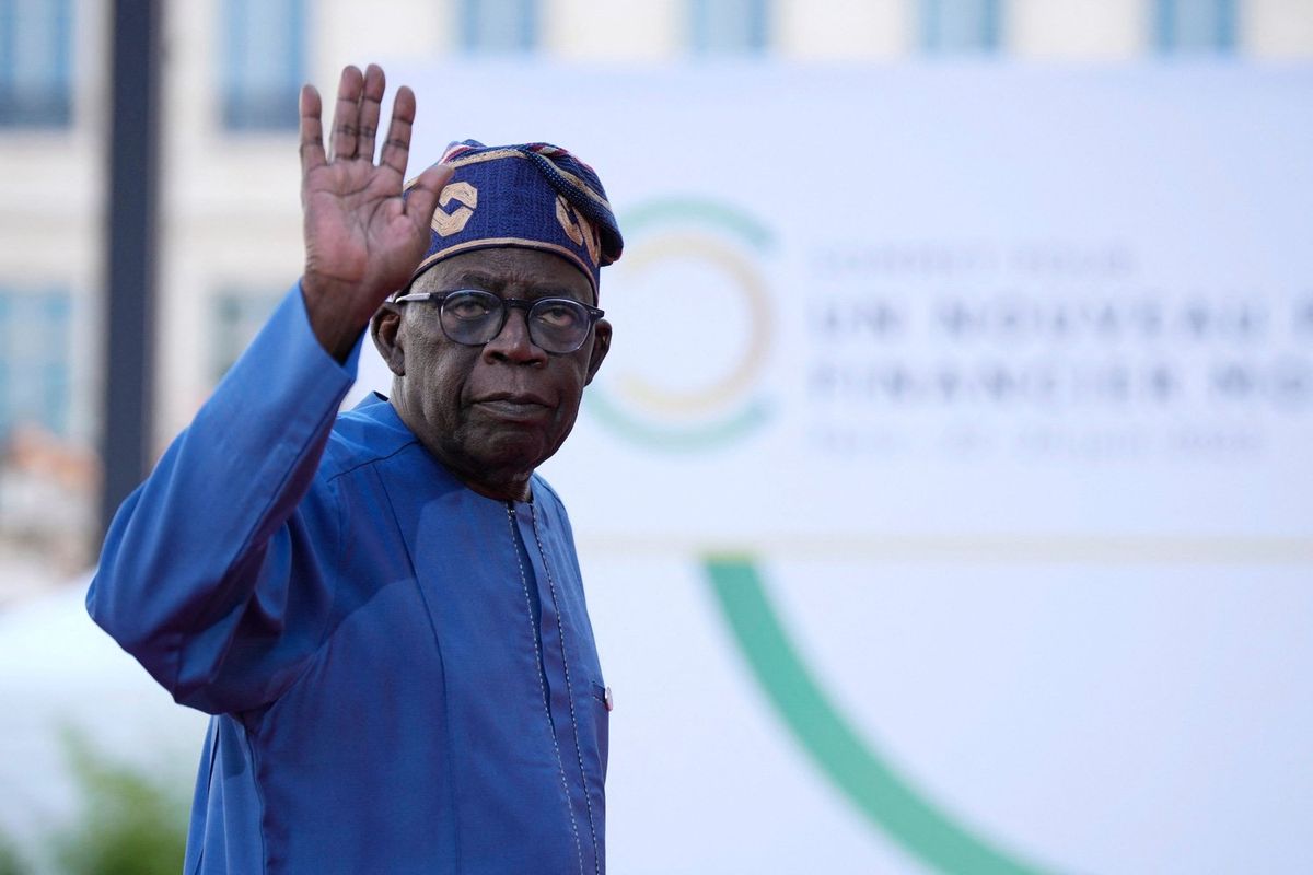 President Bola Tinubu arrives for the closing session of the New Global Financial Pact Summit, on June 23, 2023 in Paris.
