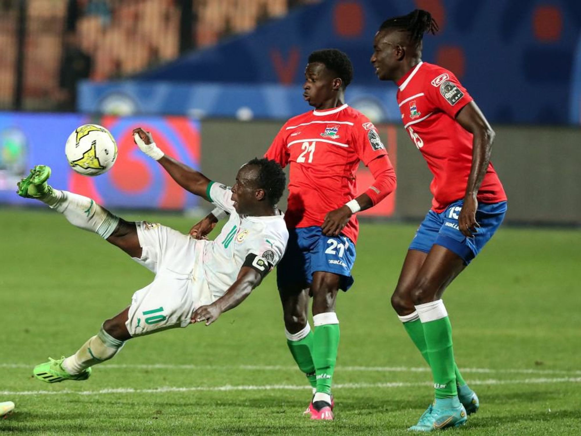 Samba Diallo L of Senegal shoots during the final between Senegal and Gambia at the 2023 CAF Confederation of African Football U-20 Africa Cup of Nations football match in Cairo, Egypt, March 11, 2023.