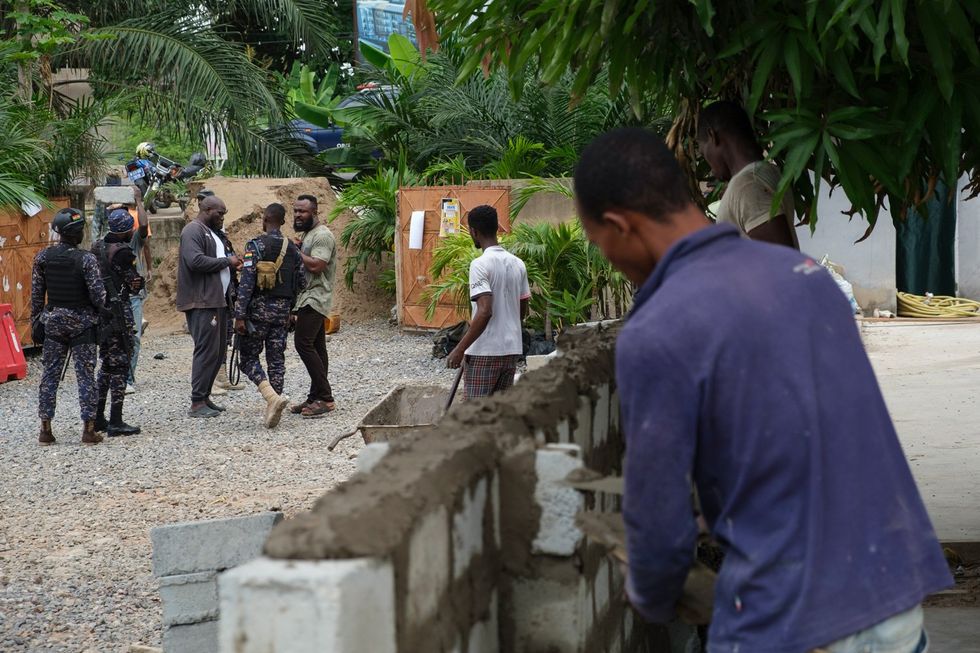 Security personnel from the Ghana police service seen at the freedom skatepark in Accra. 