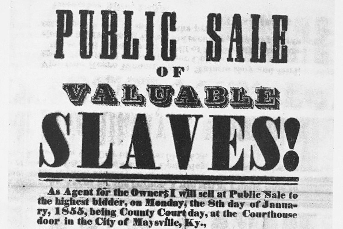 Slave auction poster pictured above. 