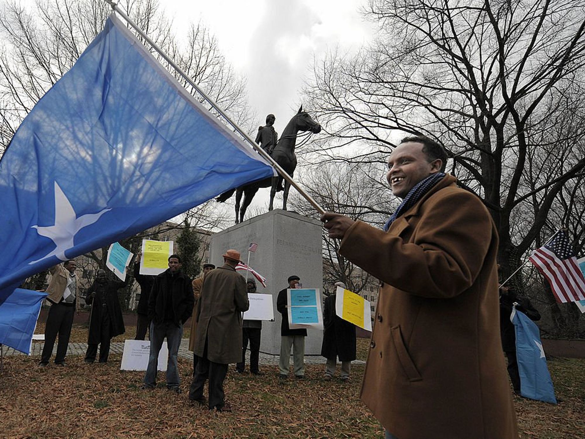 Somali protesters waving flag