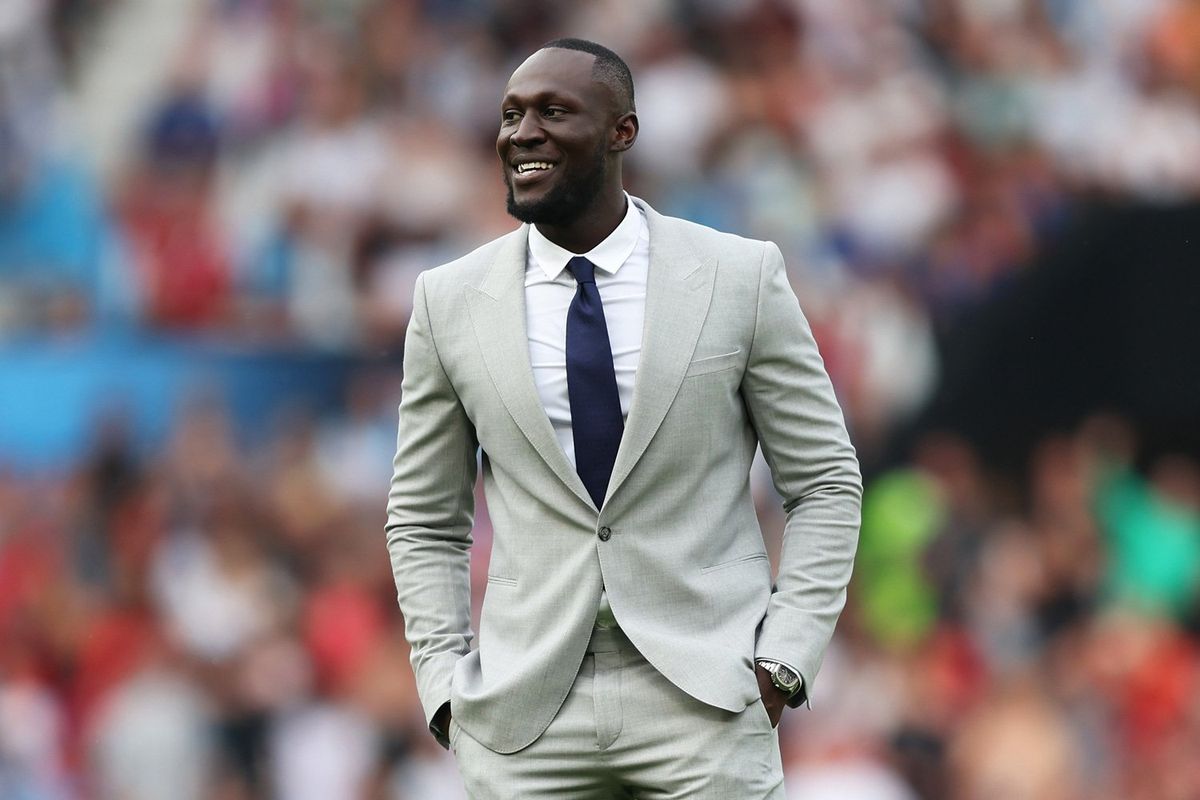 Stormzy, Manager of England looks on during Soccer Aid for Unicef 2023 at Old Trafford on June 11, 2023 in Manchester, England.