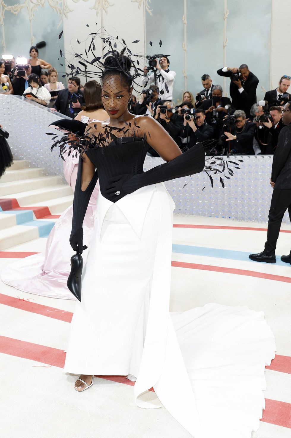 Tems in white and black at the Met Gala