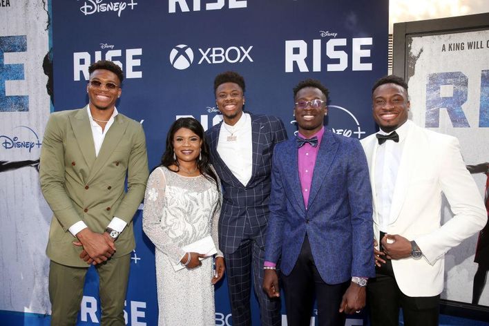 The Antetokounmpo family at the RISE premiere