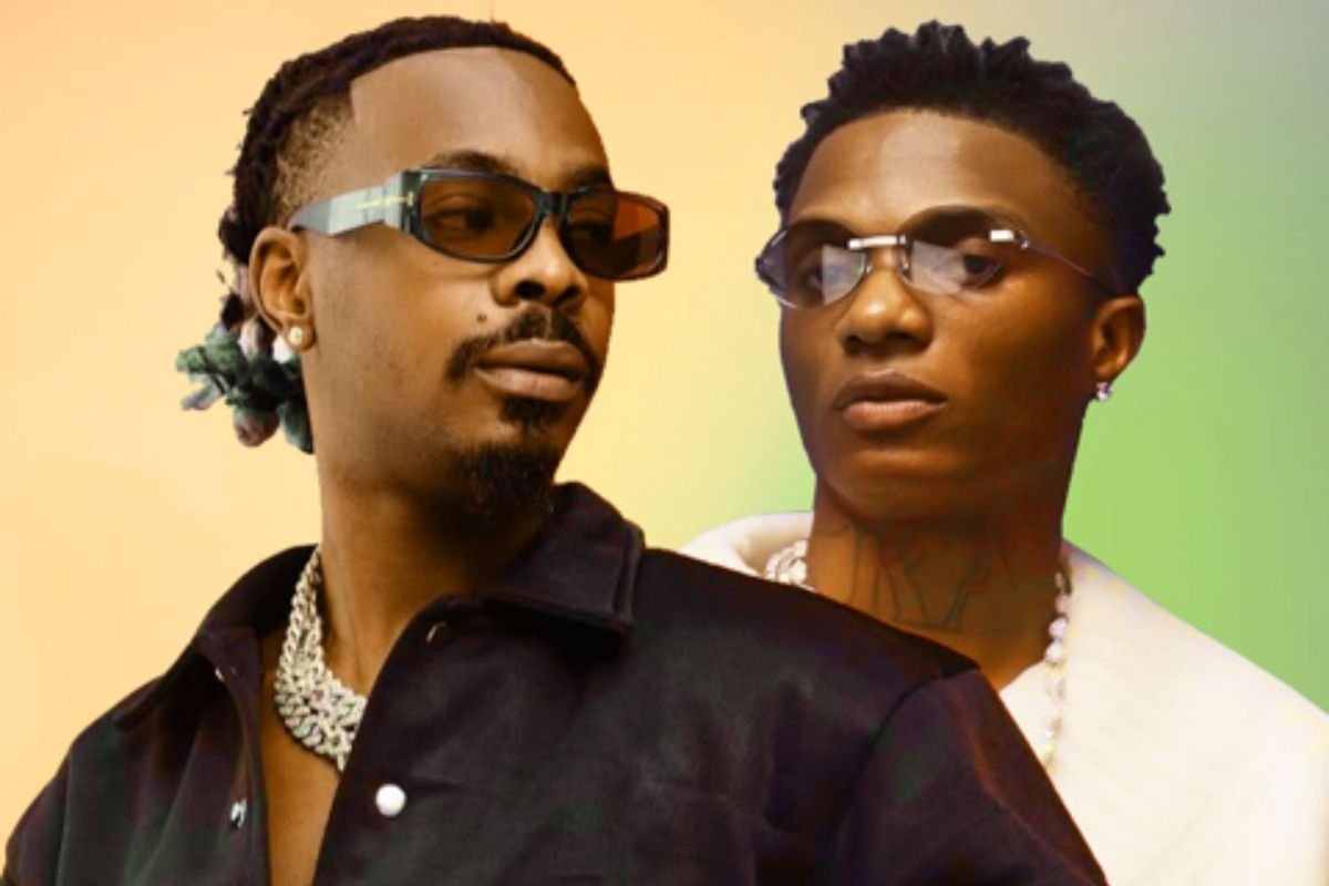 The faces of Young Jonn and Wizkid are combined in a montage, over a backdrop of interlapping hues