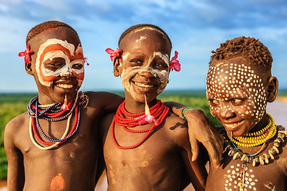 The Karo tribe is a tribe that lives in the southwestern region of the Omo Valley near Kenya, Africa.