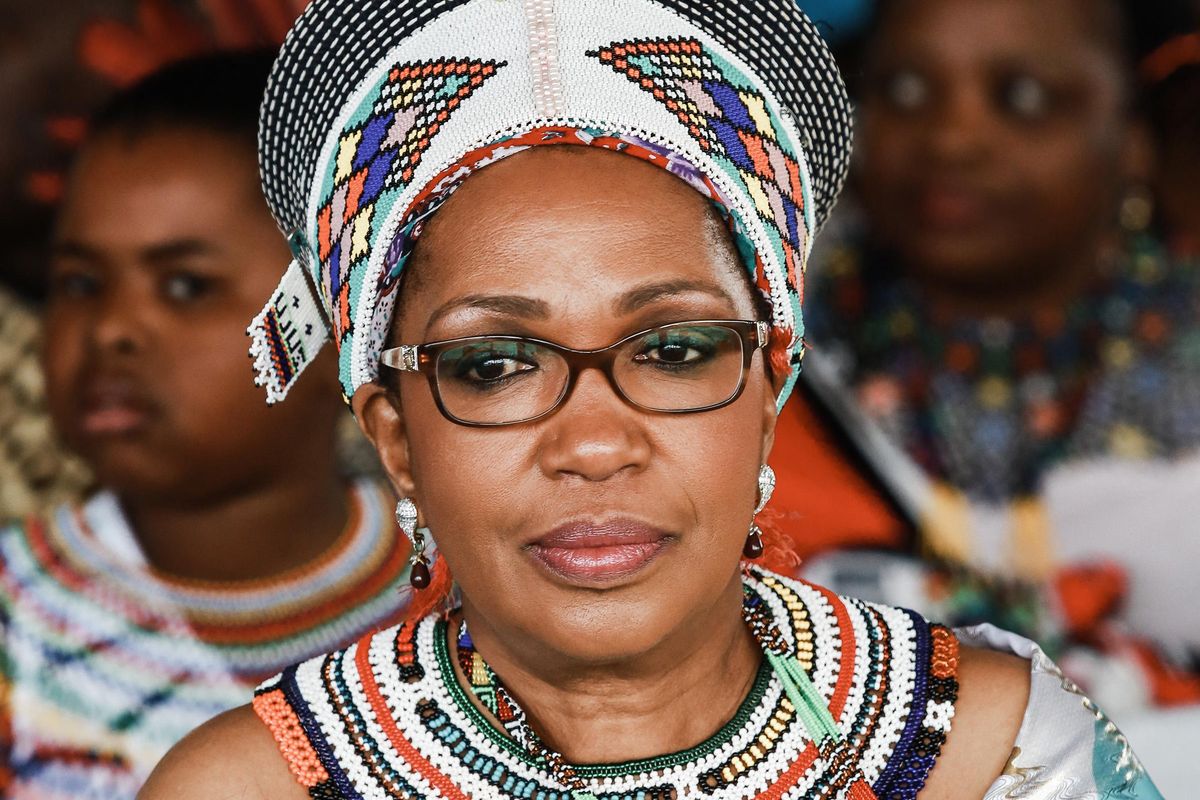 The late Zulu Queen Mantfombi Dlamini Zulu in traditional Zulu regalia