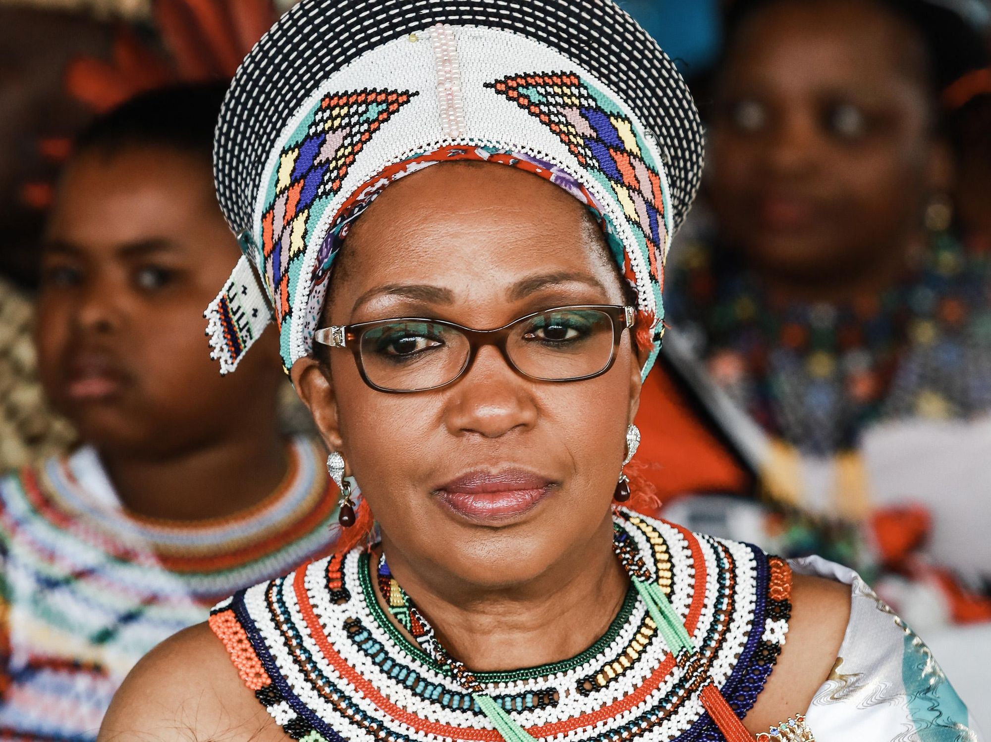 The late Zulu Queen Mantfombi Dlamini Zulu in traditional Zulu regalia