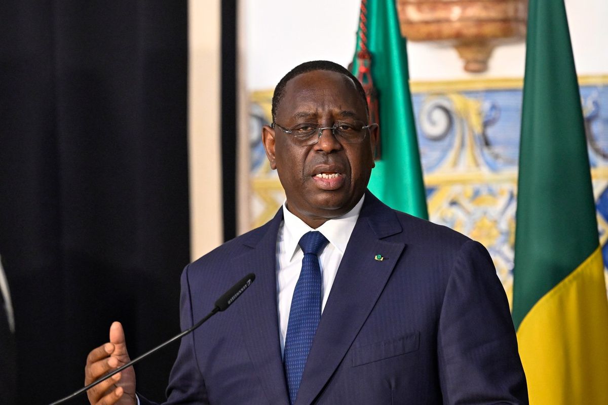 The President of the Republic of Senegal Macky Sall gestures as he delivers a closing statement to the press after his one-on-one meeting with Portuguese President Marcelo Rebelo de Sousa in Belem Presidential Palace on June 20, 2023, in Lisbon, Portugal. Senegalese President Macky Sall, who met Russian President Vladimir Putin with other African leaders on June 17 a day after their meeting with Ukrainian President Volodymyr Zelensky as part of their mission to try a broker peace talks between Moscow and Kyiv, will also meet with Prime Minister Antonio Costa and with Lisbon Mayor Carlos Moedas. He will finally attend a Portuguese Parliament solemn session in his honor. 