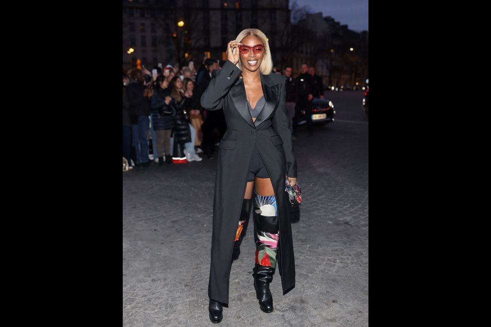 Tiwa Savage attends the Alexander McQueen Womenswear Fall Winter 2023-2024 show as part of Paris Fashion Week on March 04, 2023 in Paris, France.