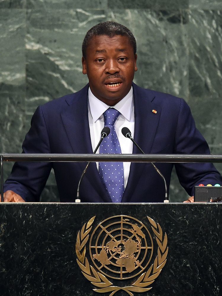 Togolese President Faure Gnassingbé addresses the 70th Session of the United Nations General Assembly at the UN in New York on September 30, 2015.