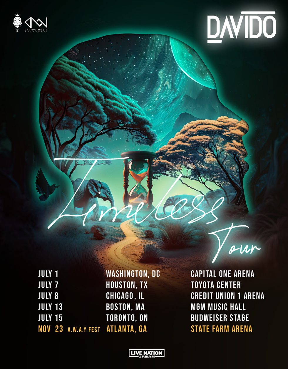 Tour poster for Davido\u2019s upcoming Timeless North American tour