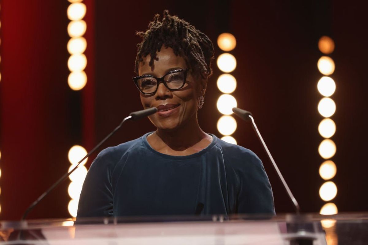 Tsitsi Dangarembga speaks on stage at the closing ceremony during the 72nd Berlinale International Film Festival Berlin at Berlinale Palast on February 16, 2022 in Berlin, Germany. 
