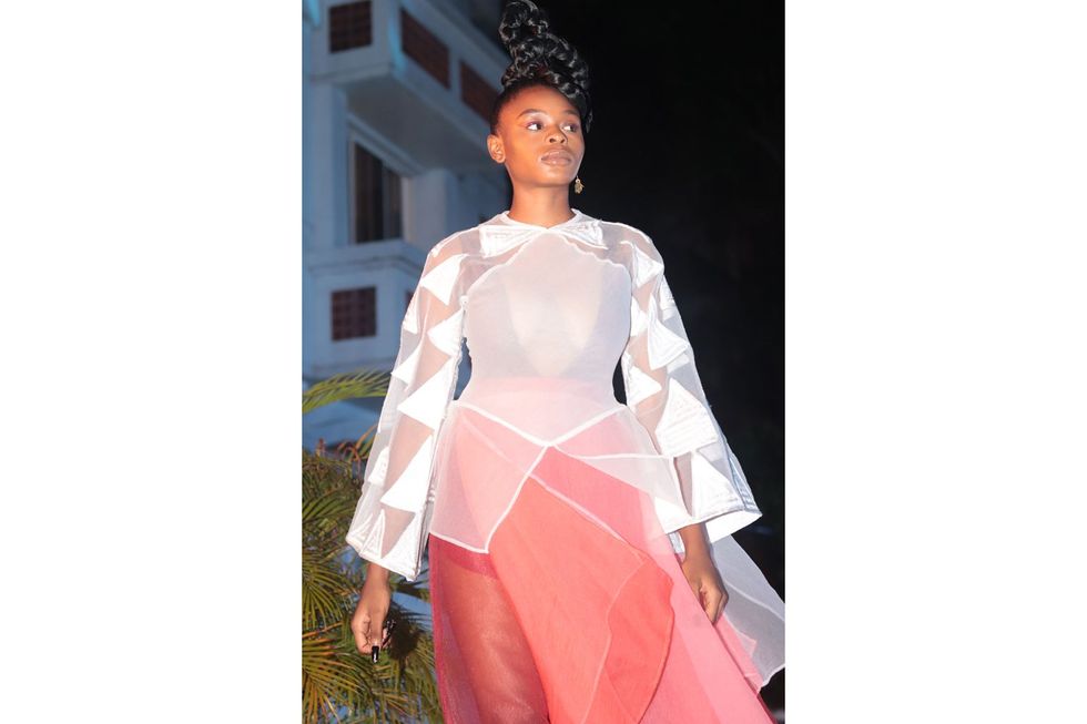 \u200bA model wearing Ejiro Amos Tafiri at Lagos Fashion Week 2023.\u200b