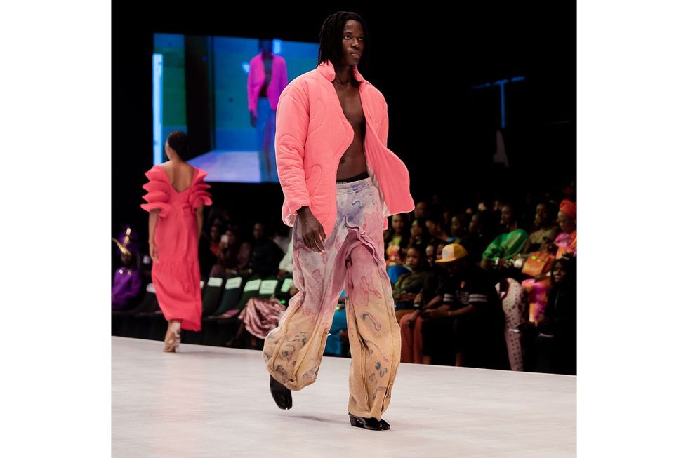 \u200bA model wearing Pettre Taylor at Lagos Fashion Week 2023.