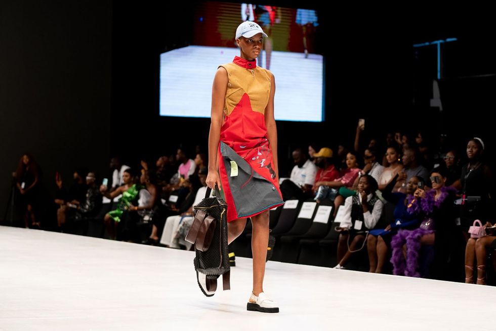 \u200bA model wearing SVL Designs at Lagos Fashion Week 2023.