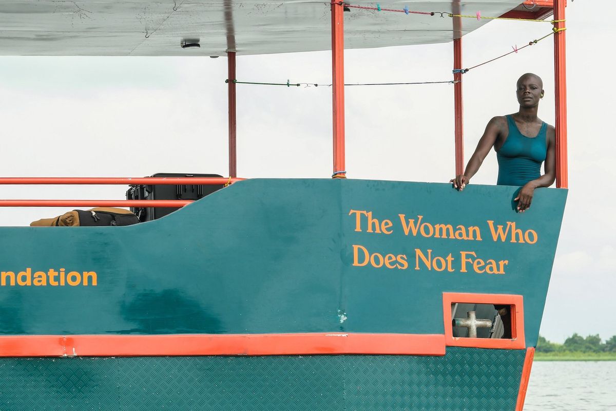 ​Yvette Tetteh in the The Woman Who Does Not Fear boat in Ghana. 